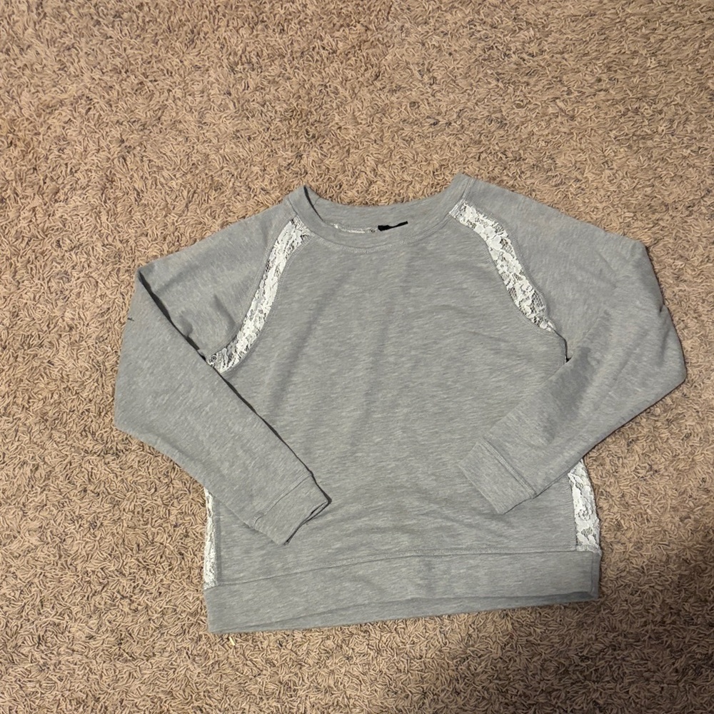 Fate Gray Sweater with Lace Details